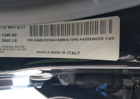 2017 Maserati Ghibli S Q4 from USA, damaged, VIN ZAM57RTS5H1249916